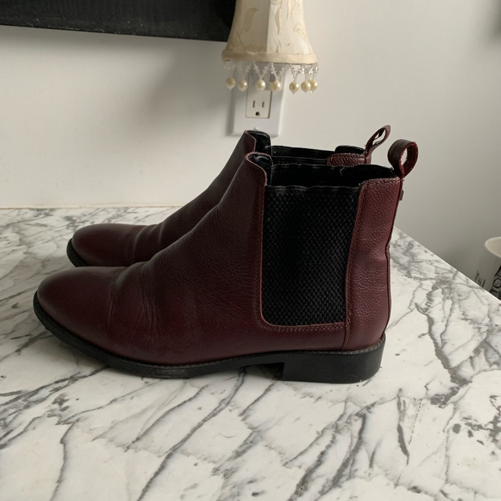 Burgundy Leather Pull On Boots 40